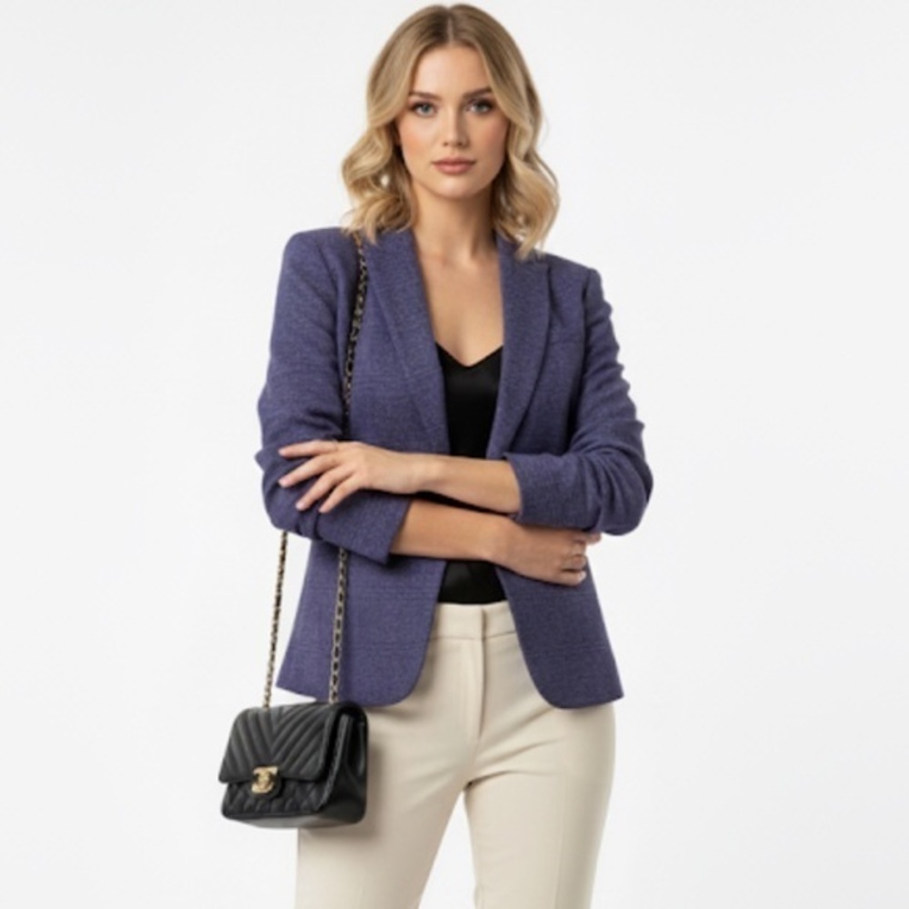 Banana Republic Purple Wool Blend Lined Blazer Size 0 Petite